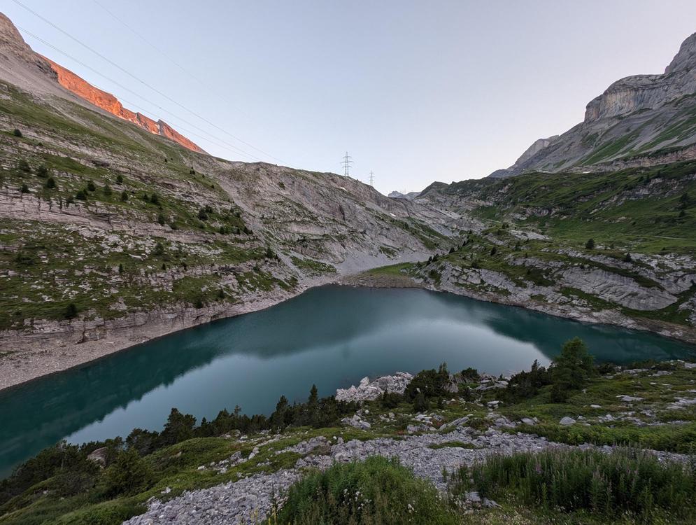Mountain lake at Hotel Schwarenbach